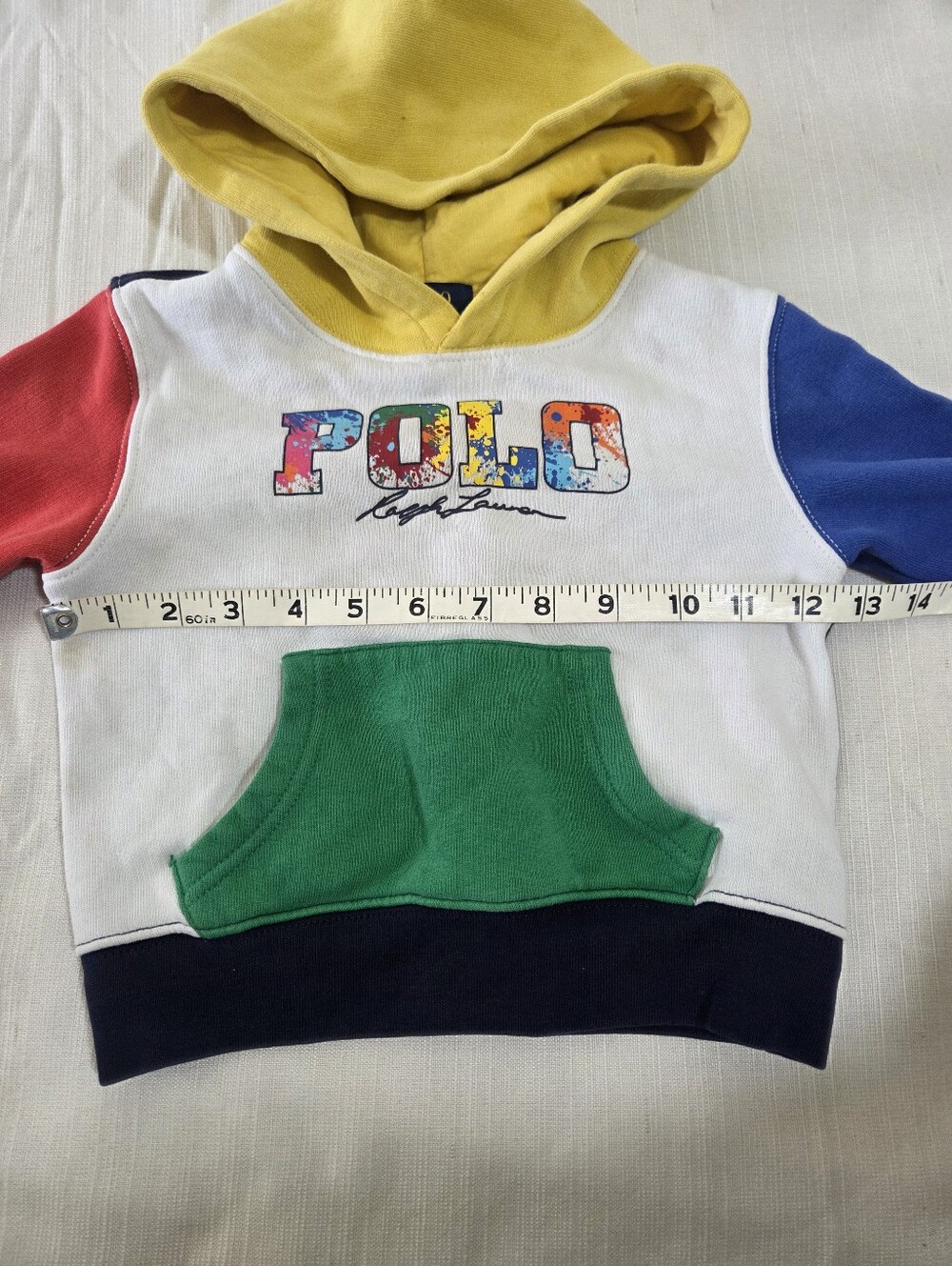 Polo by Ralph Lauren Colorblock Kids Hoodie - Yellow Hood, Red & Blue Sleeves 2t - Picture 7 of 8